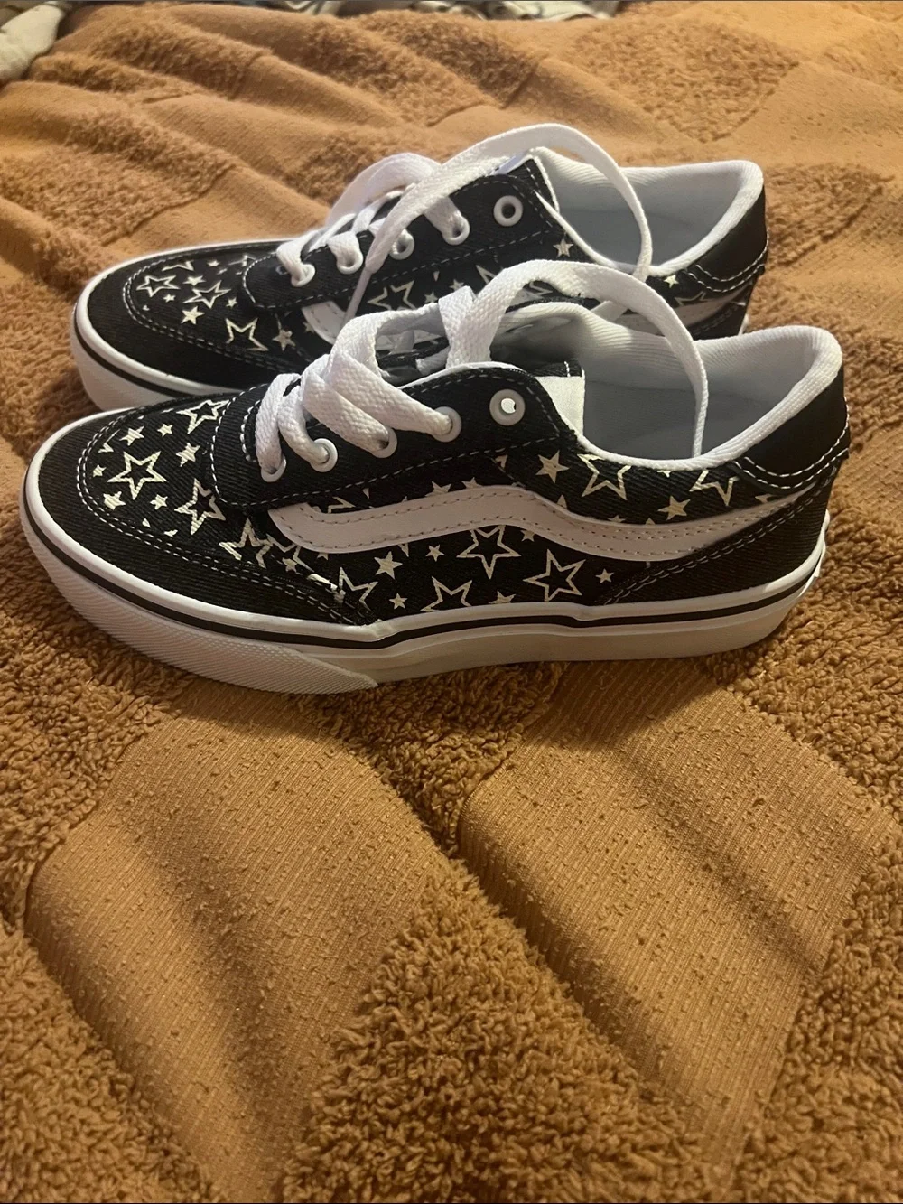 Vans Kids Black Canvas Sneakers with White Star Print